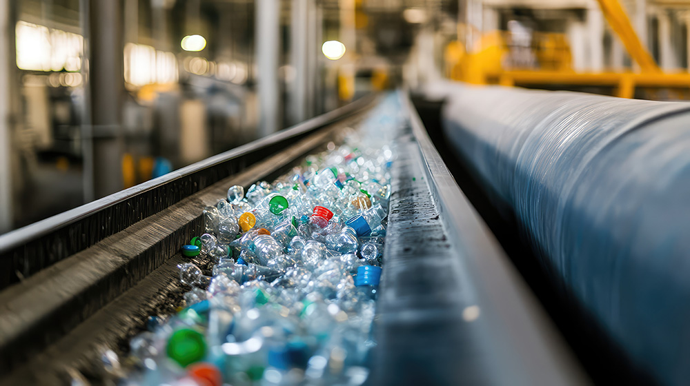 Plastic Recycling Plant Process. AI generated illustration