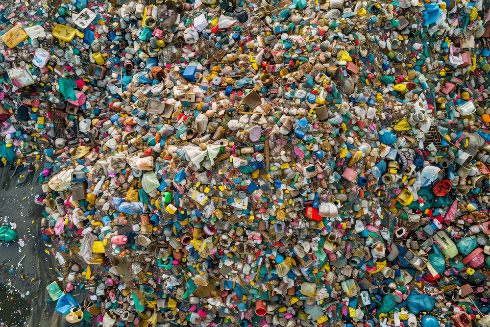 Garbage pile in trash dump